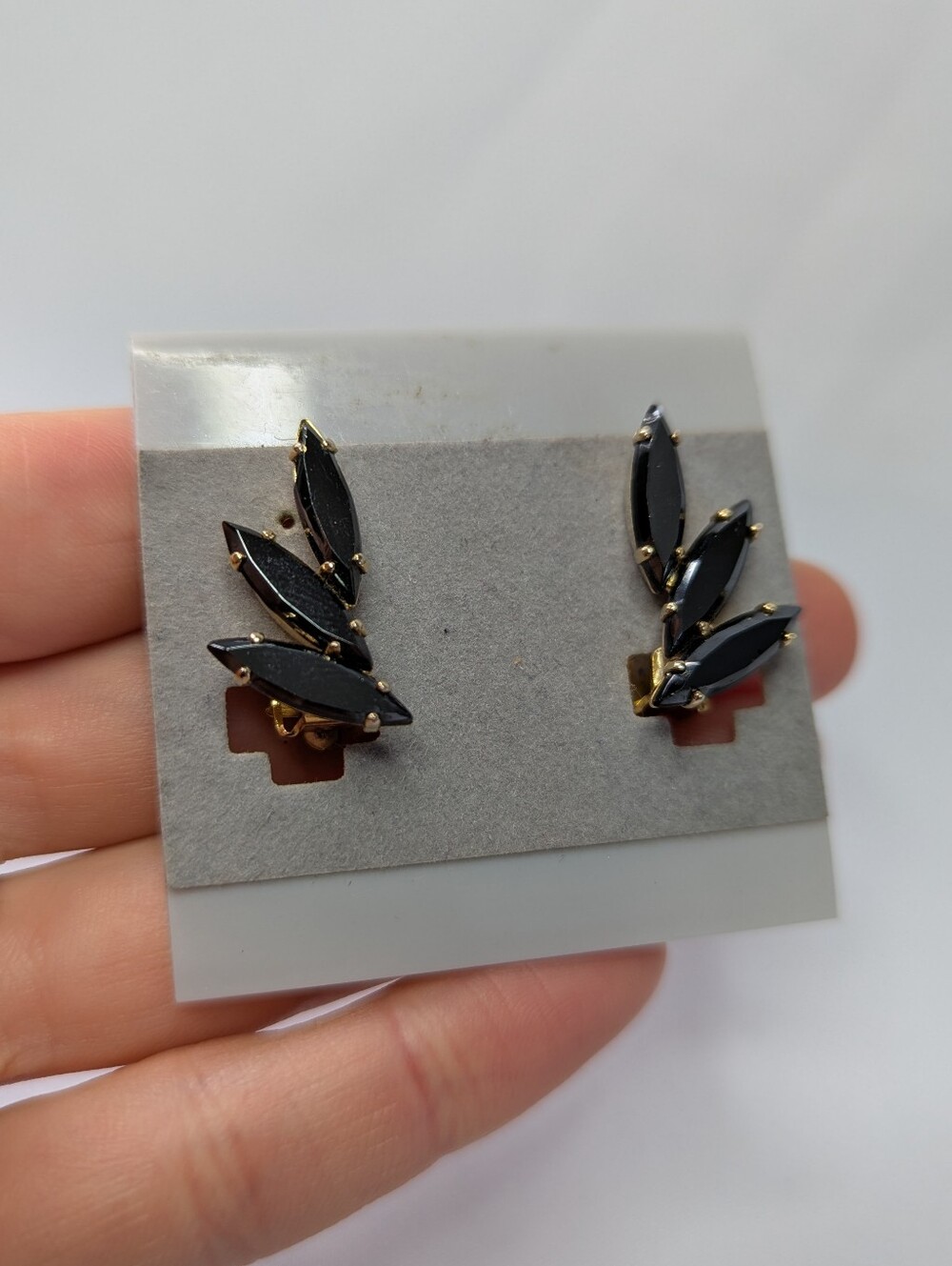 Black Hematite Marquise Cluster Clip-On Earrings